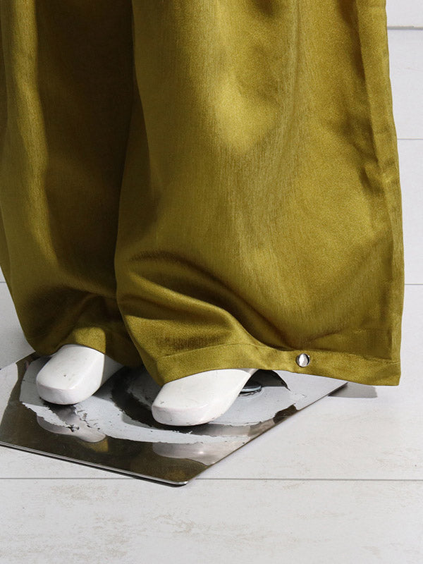 Pockets Solid Color Loose Wide Leg Trousers Casual Pants Bottoms
