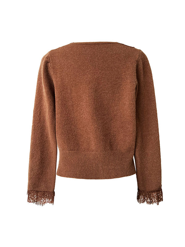 Buttoned Split-Joint Long Sleeves V-Neck Cardigan Tops