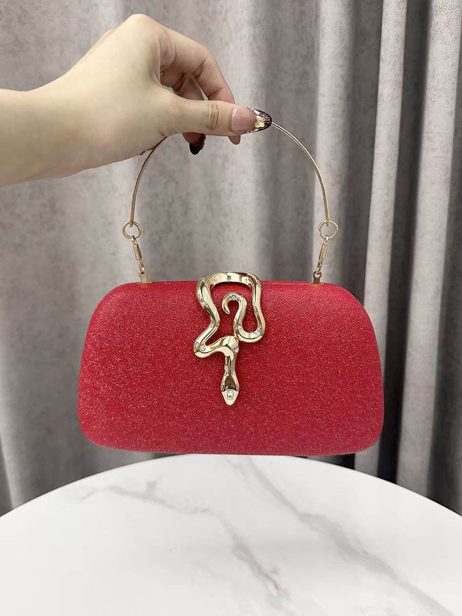 Chains Lock Shiny Irregularity Evening Bags & Clutches Crossbody Bags