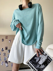 Simple Casual Loose Solid Color Sun-Protection T-Shirt Top