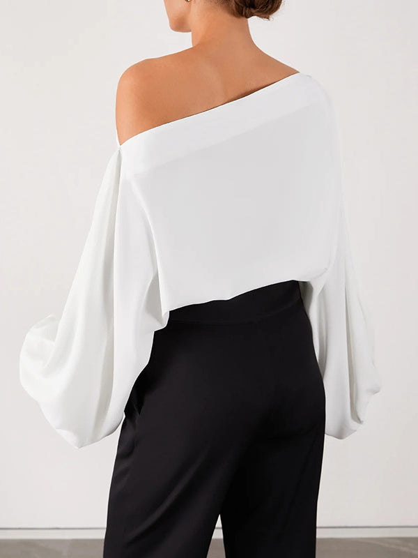 Simple Loose 3 Colors Solid Color Puff Sleeves T-Shirt