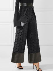 Loose Wide Leg Polka-Dot Solid Color Casual Pants Bottoms Trousers