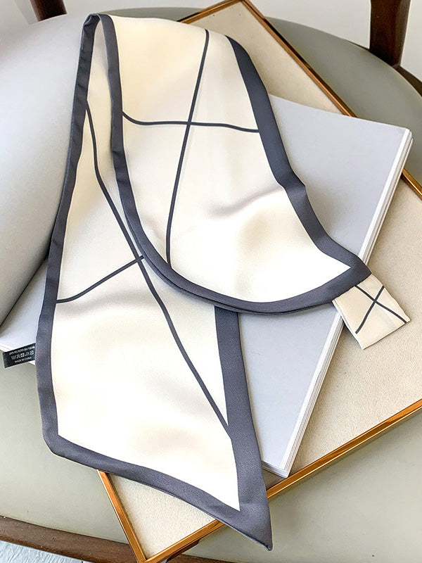 Original Striped Print Hair Band&Silk Scarf