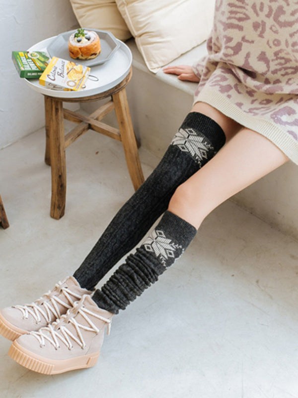 Twist Snowflake Printed Over-The-Knee Leg Warmers Accessories