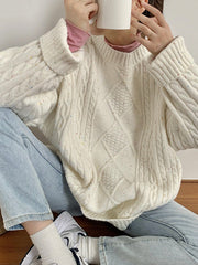 Original Casual Loose Round-Neck Long Sleeves Sweater Tops