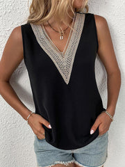 Split-Joint Loose Sleeveless V-Neck Vest Top Blouses