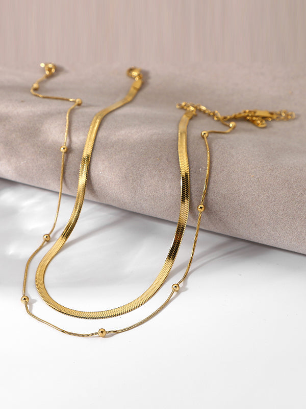 Double Layered Snake Chain Solid Color Necklaces Accessories