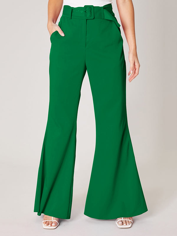 High Waisted Loose Solid Color Pants Trousers