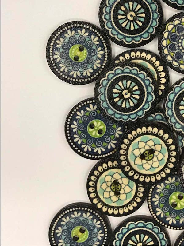 Plain Color Pattern Wooden Round Button