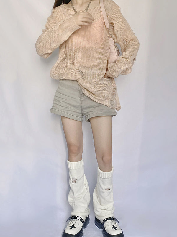 Flared Hollow Solid Color Leg Warmers Accessories