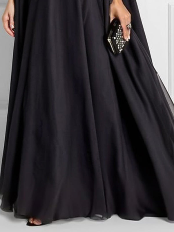Solid Color Split-Joint Batwing Sleeves Loose Off-The-Shoulder Maxi Dresses