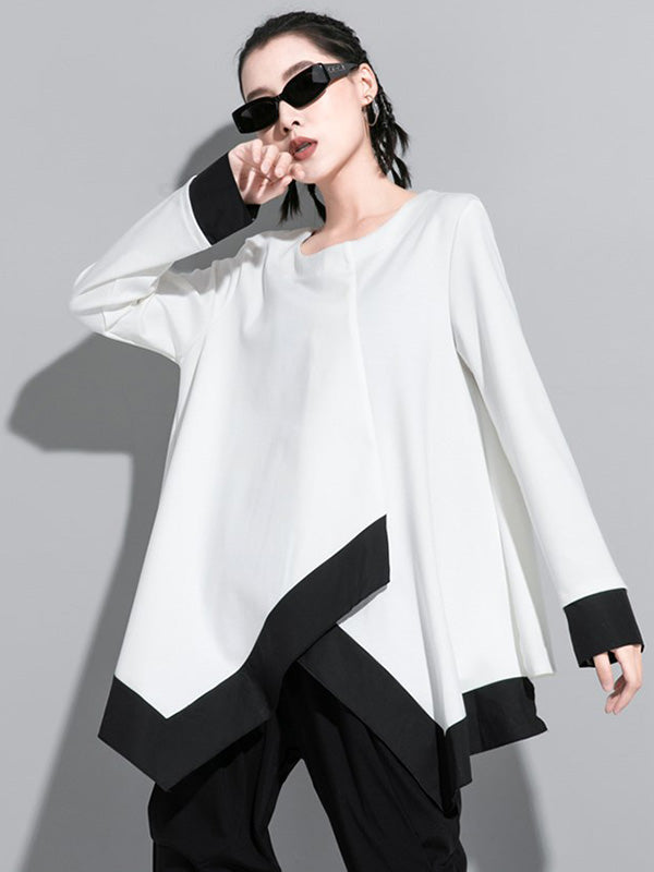 Original Asymmetric Split-Joint Round-Neck T-Shirt