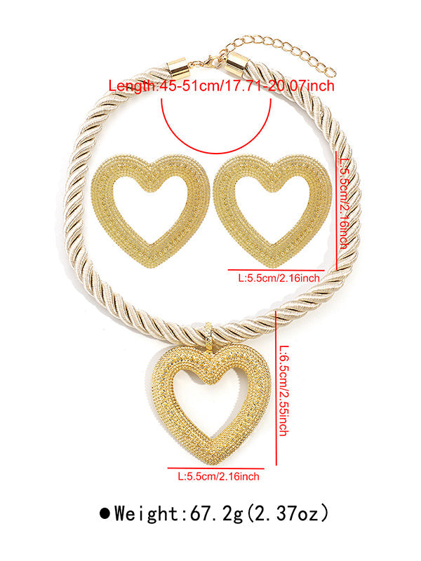Heart Shape Necklaces Accessories + Drop Earrings