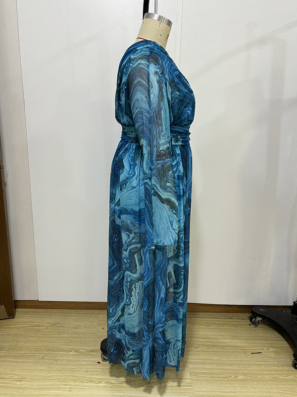 Asymmetric Pleated Printed Split-side A-line High Waisted One-shoulder Maxi Dresses