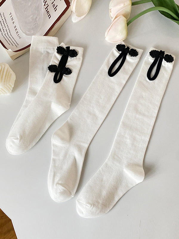 Casual Hollow Solid Color Disc Buckle Socks Accessories