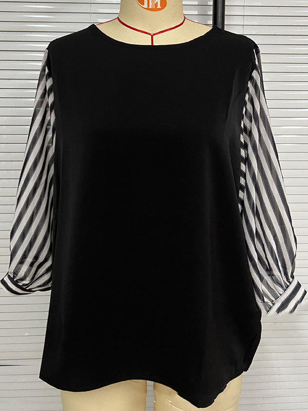 Split-Joint Half Sleeves Loose Round-Neck T-Shirts