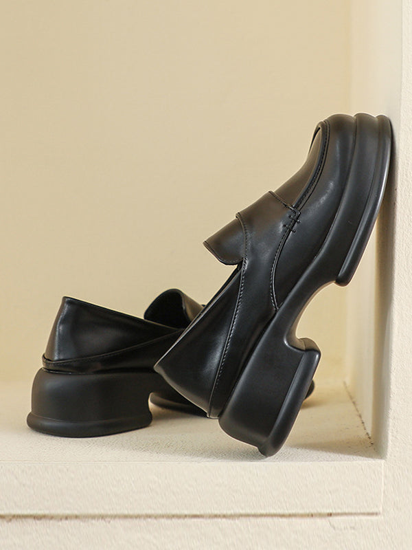 Round-Toe Split-Joint Platform Shoes Loafers
