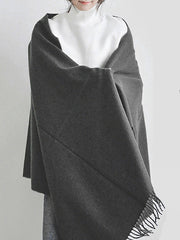 Keep Warm Solid Color Tasseled Shawl&Scarf