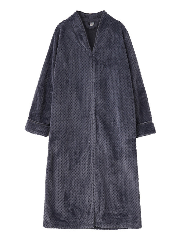 Comfortable Solid Flannel Pajama Robe