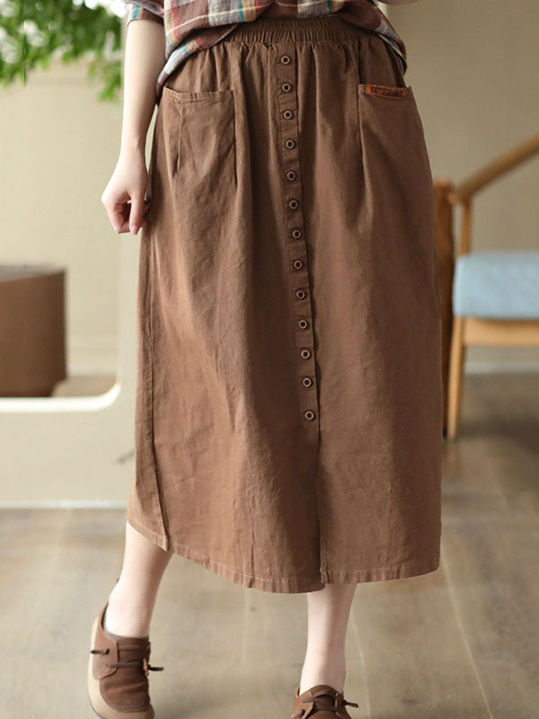 Split-front A-line Loose Skirts Bottoms