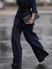 Printed Striped Loose Trousers Suit Pants