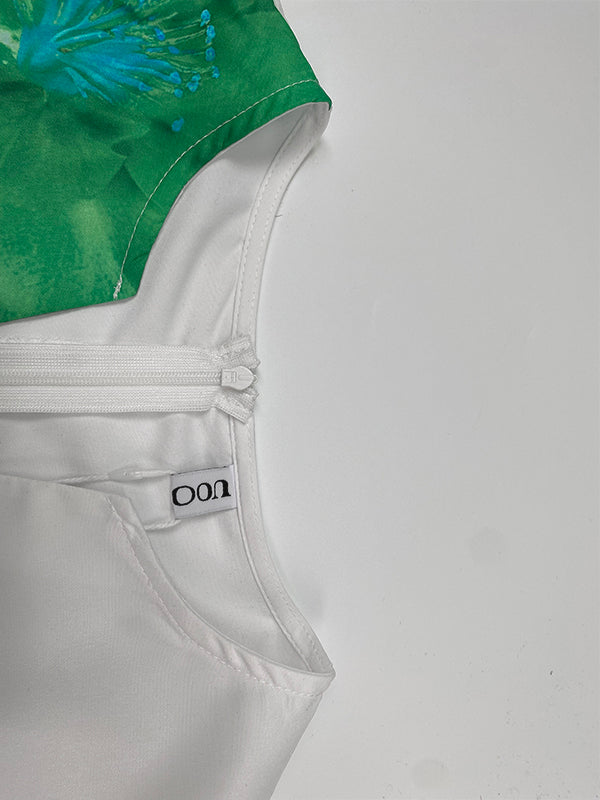 Flower Print Pleated A-Line Loose V-Neck Midi Dresses