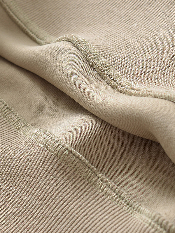 Solid Color Split-Joint Long Sleeves Loose Round-neck Sweatshirt Tops