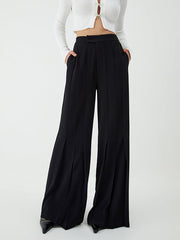 Pleated Solid Color High Waisted Loose Suit Pants