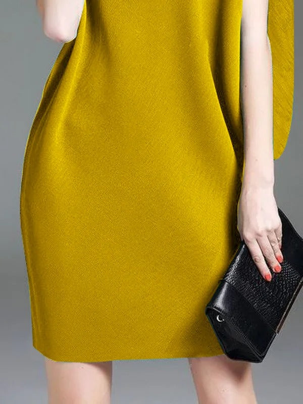 Mesh Split-Joint Loose Raglan Sleeve Round-Neck Mini Dresses