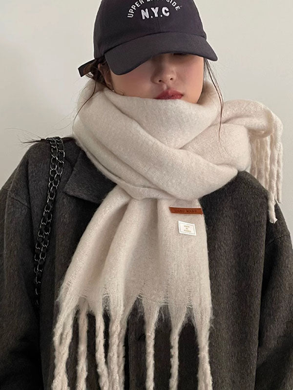 Keep Warm Tasseled Velvet Shawl&Scarf