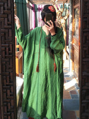 100% Linen Manual Embroidered Long Dress