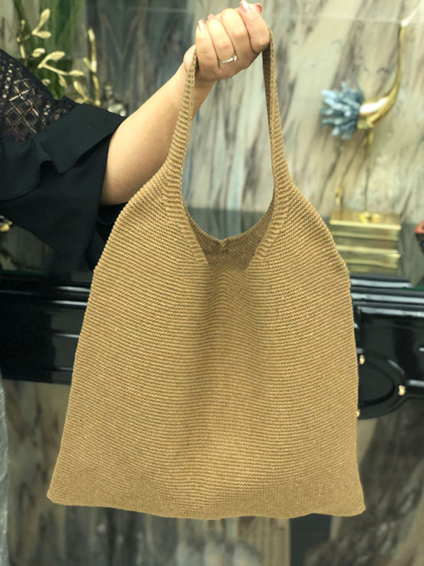 Solid Color Woven Handbag Bags