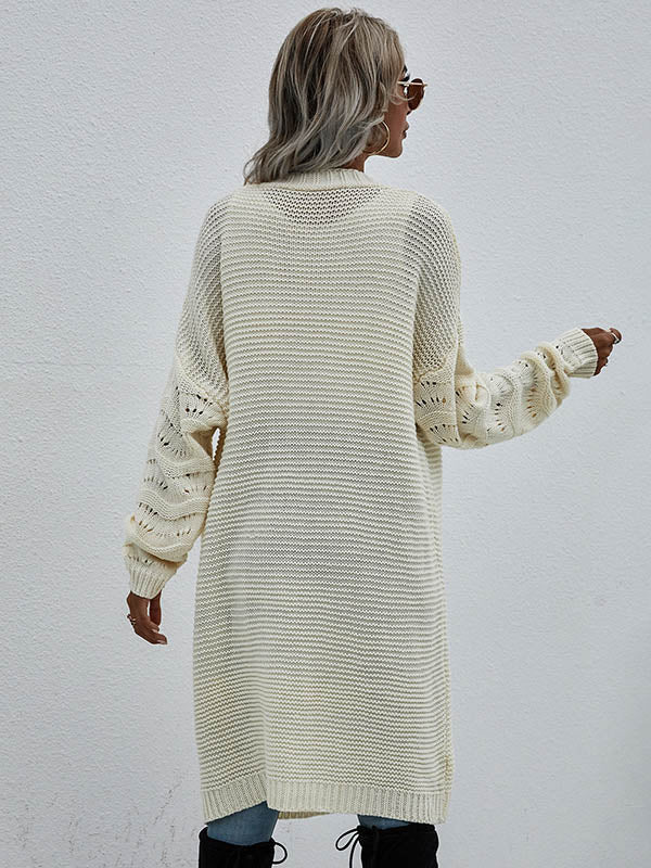Urban Loose Solid Color Jacquard Cardigan Top