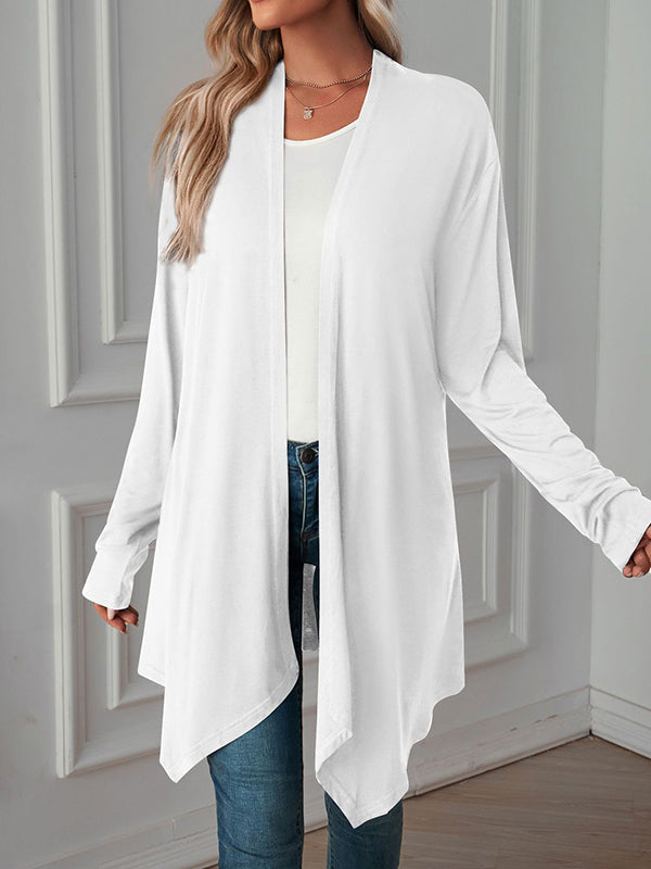 Solid Color Long Sleeves Loose Statement Collar Outerwear