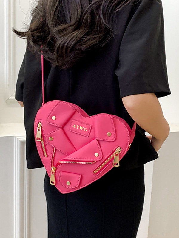 Heart Shape Split-Joint Zipper Handbags Crossbody Bags Bags