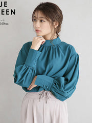 Urban Solid Color Light Maturity Puff Sleeve Shirt