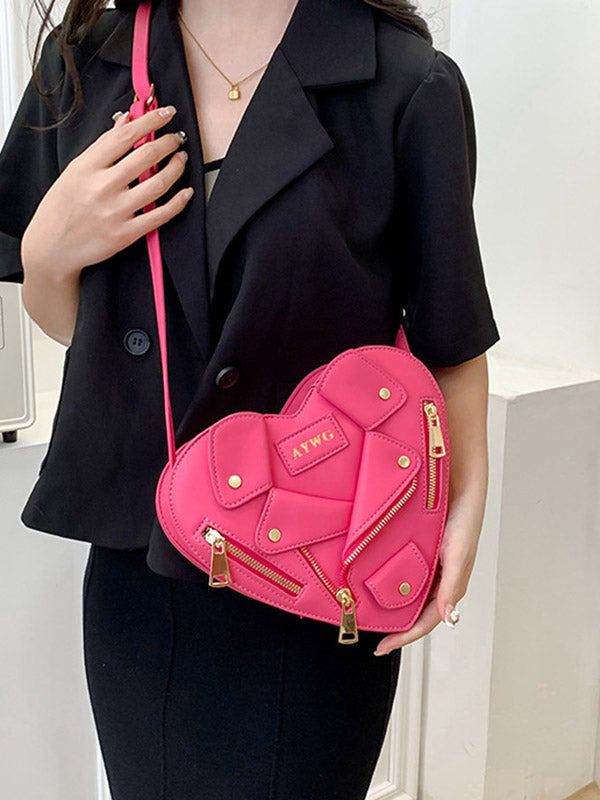 Heart Shape Split-Joint Zipper Handbags Crossbody Bags Bags