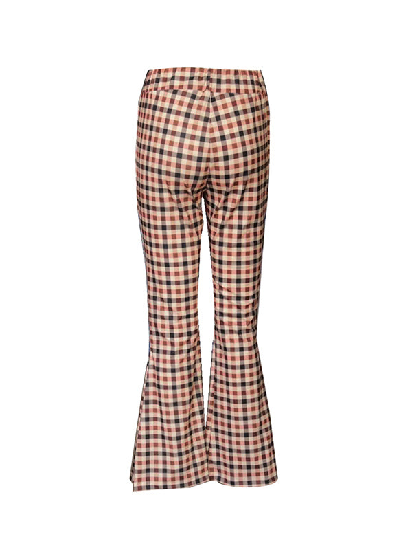 Plaid Flared Pants Trousers Pants