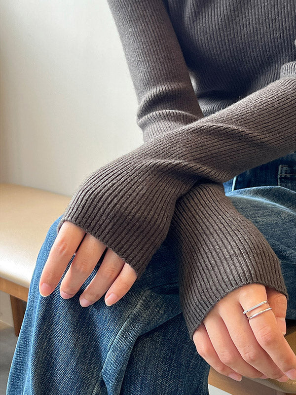 Urban Skinny Long Sleeves Elasticity Solid Color V-Neck Sweater Tops Pullovers