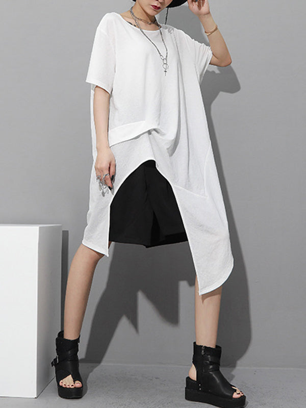 Original Irregular Loose Solid Color T-Shirt Top