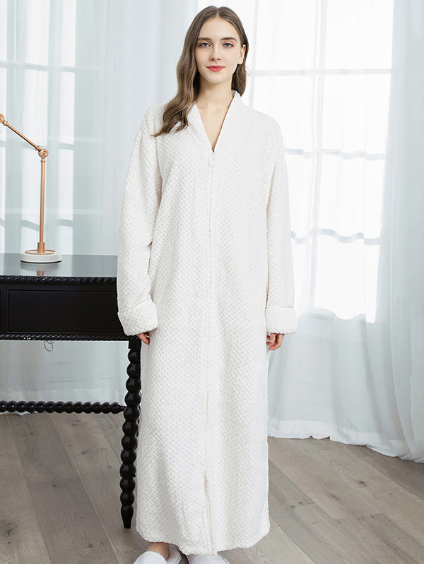 Comfortable Solid Flannel Pajama Robe