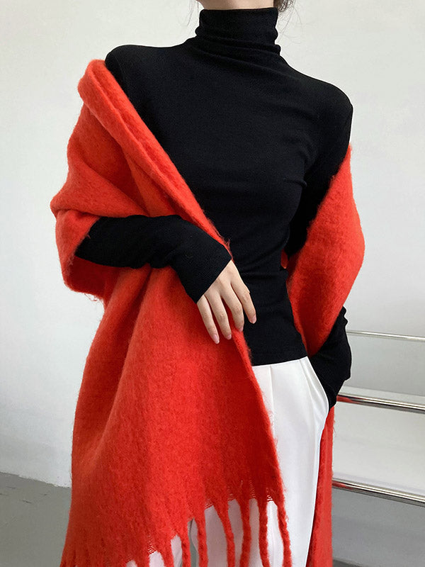 Simple 6 Colors Heaps Collar Long Sleeves Knitting T-Shirt Top