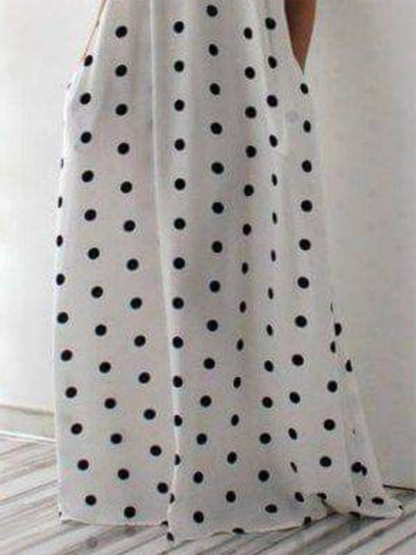 Falbala Polka-Dot Loose Off-The-Shoulder Maxi Dresses