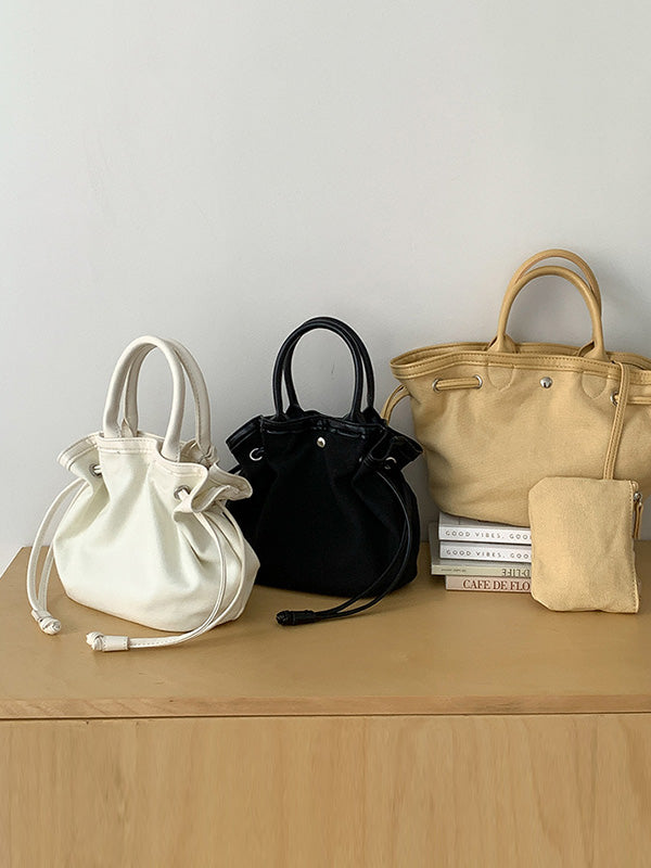 Drawstring Split-Joint Tote Bags Handbags
