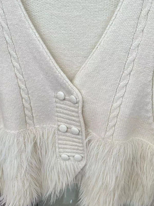 Buttoned Solid Color Split-Joint Loose Sleeveless V-Neck Vest Outerwear