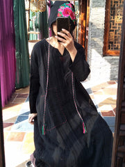 100% Linen Manual Embroidered Long Dress