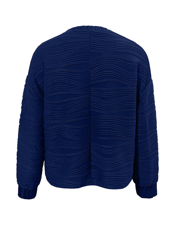 Solid Color Long Sleeves Loose Round-Neck T-Shirts