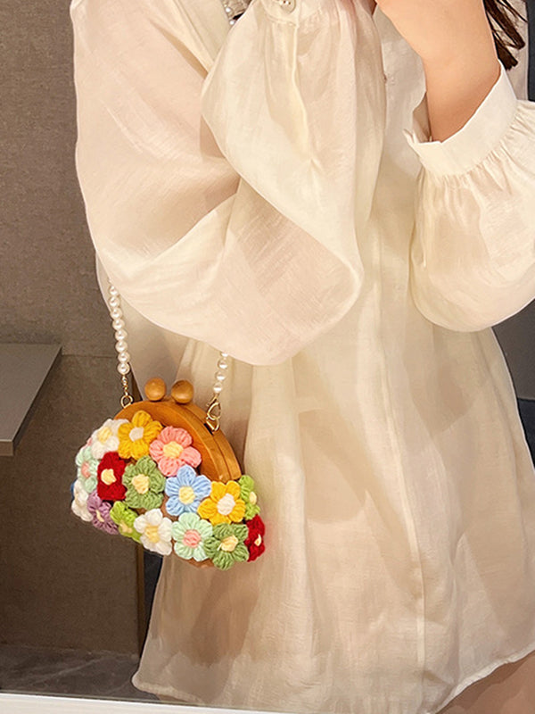 Chains Flower Shape Handbags Crossbody Bags
