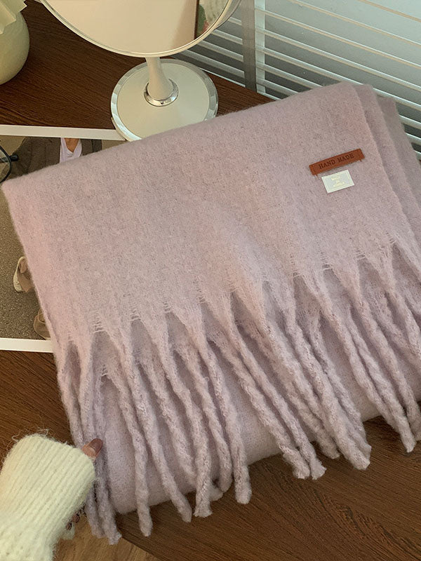 Keep Warm Tasseled Velvet Shawl&Scarf