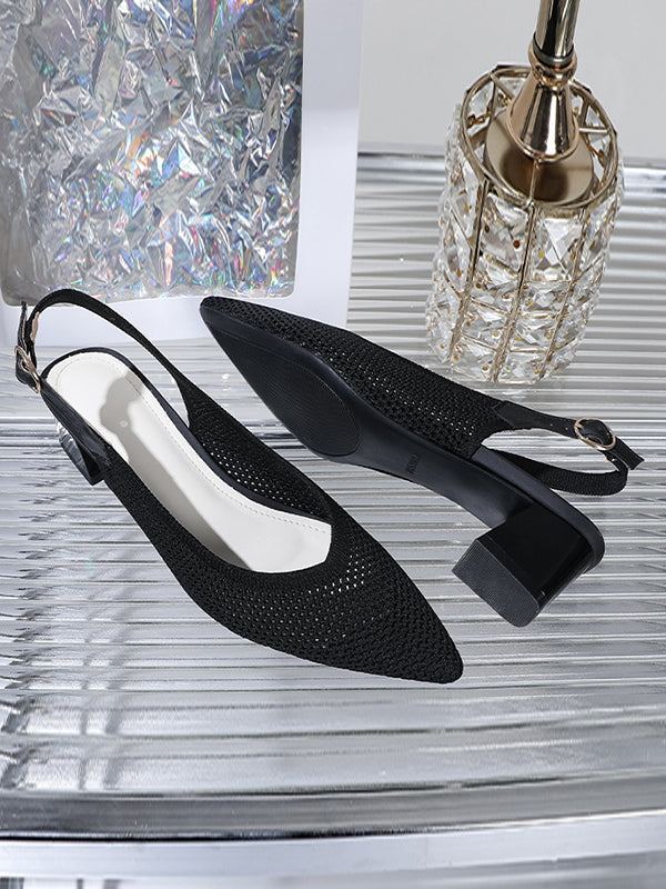 Belt Buckle Hollow Pointed-Toe Split-Joint Slider Sandals Pumps Sandals